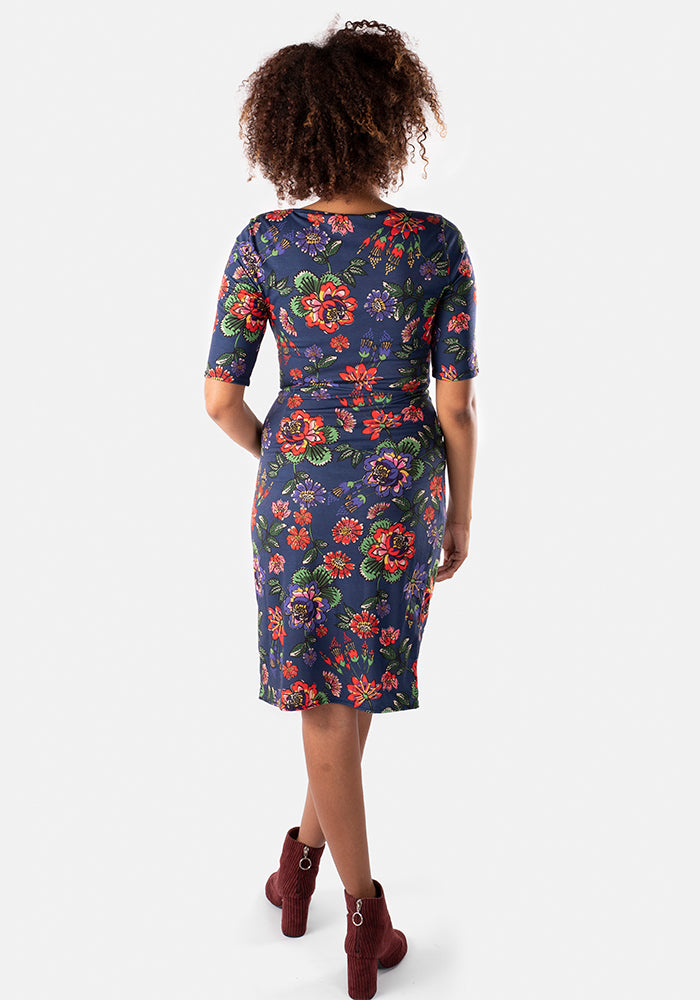 Everlee Inky Floral Print Dress