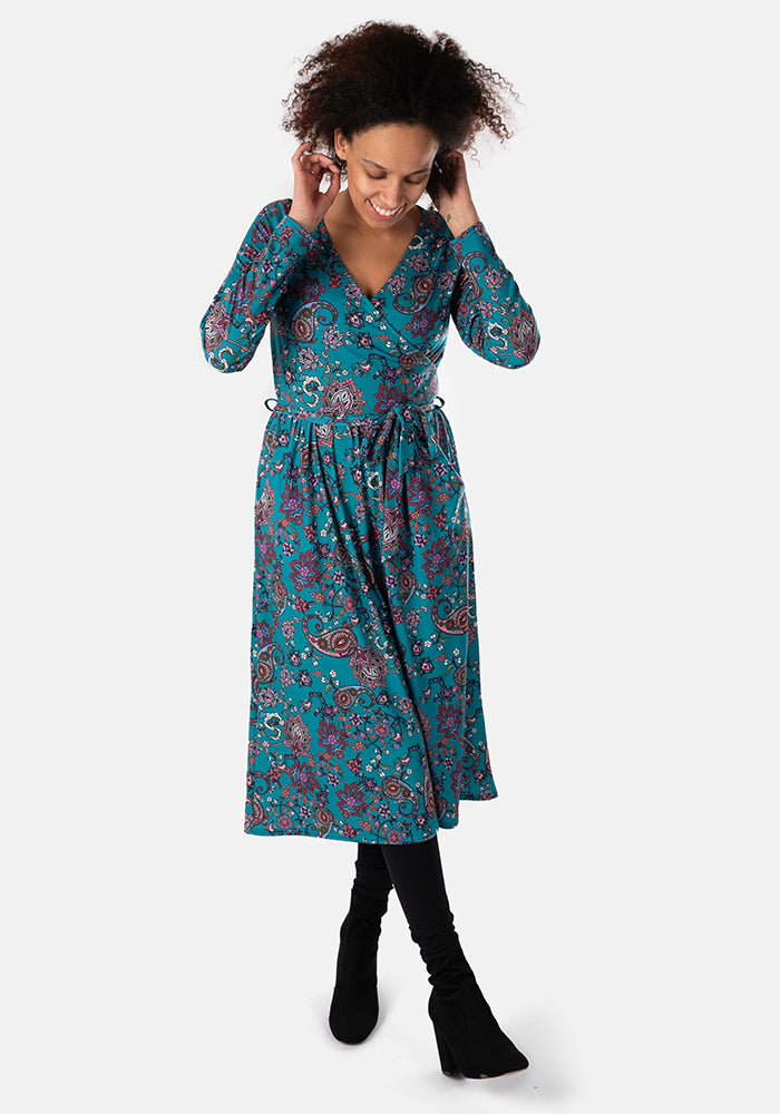 Evie-Mae Nordic Paisley Print Midi Dress