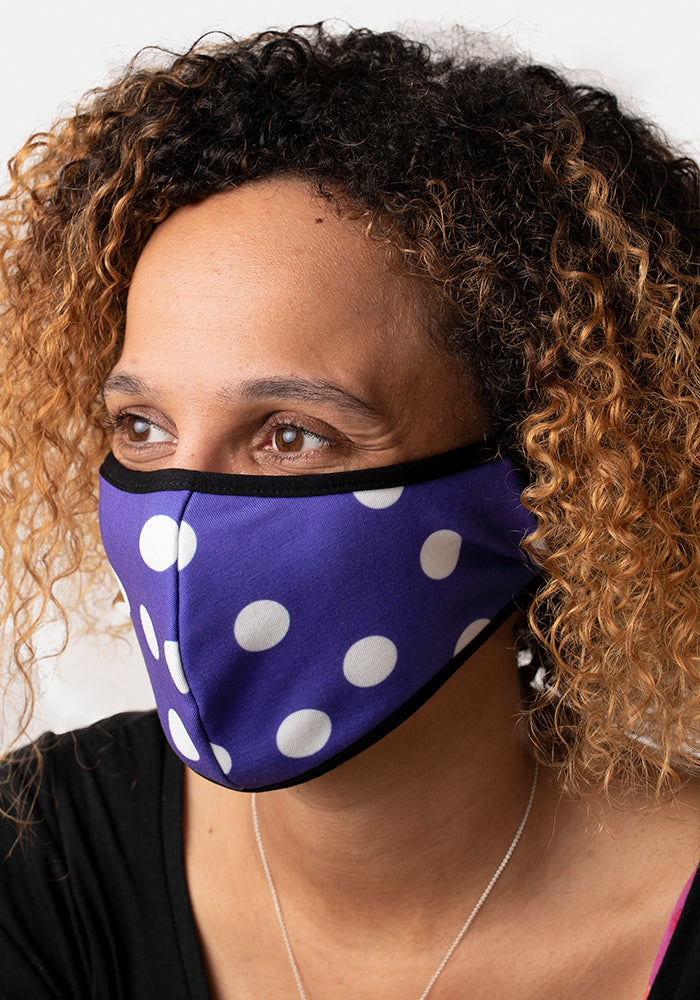 3 Layer Purple Spot Print Reversible Face Cover (Alaina)