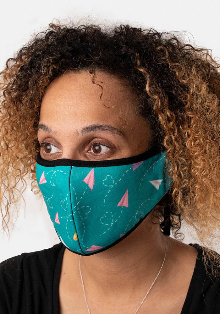 3 Layer Paper Plane Print Reversible Face Cover (Alexa)