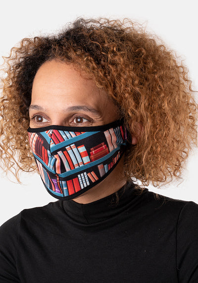 3 Layer Book Print Reversible Face Cover (Blaze)