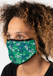 3 Layer Green Floral Print Reversible Face Cover (Bliss)