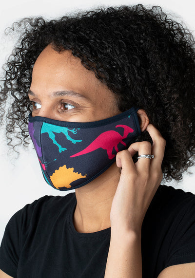 3 Layer Dinosaur Print Reversible Face Cover (Velma Dinosaur)