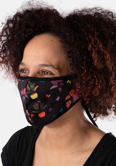 3 Layer House Plant Print Reversible Face Cover (Edel)