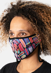 3 Layer Patterned Food Print Reversible Face Cover (Katana)