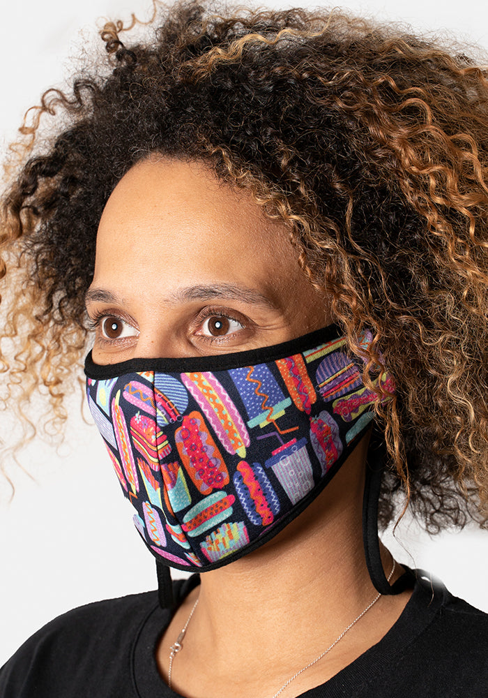 3 Layer Patterned Food Print Reversible Face Cover (Katana)