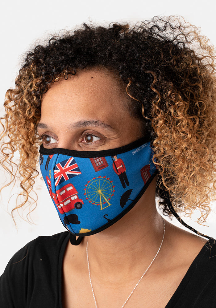 3 Layer London Print Reversible Face Cover (Kensington)