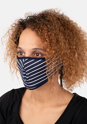 3 Layer Navy Stripe Reversible Face Cover (Letty)