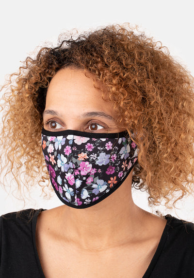 3 Layer Pink & Blue Floral Print Reversible Face Cover (Miley)