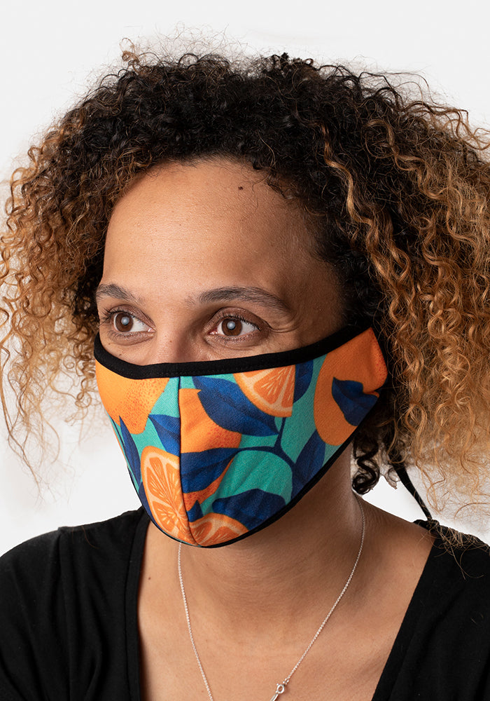 3 Layer Oranges Print Reversible Face Cover (Oriana)