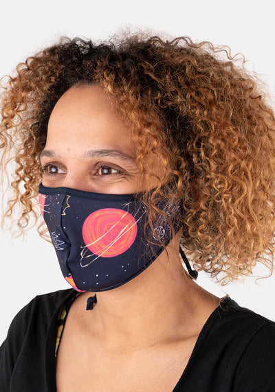 3 Layer Planet & Spaceship Print Reversible Face Cover (Orion)