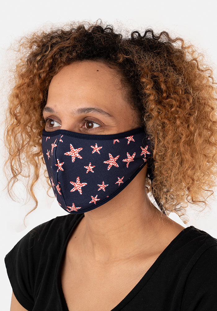 3 Layer Starfish Print Reversible Face Cover (Pat)