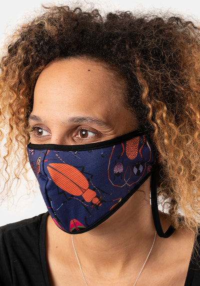 3 Layer Beetle Print Reversible Face Cover (Pru)