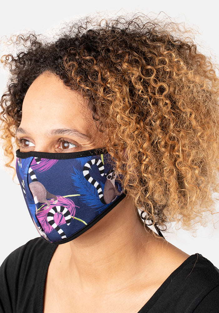 3 Layer Lemur Print Reversible Face Cover (Ringo)