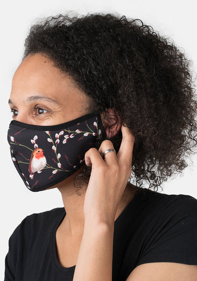 3 Layer Robin Print Reversible Face Cover (Robin)