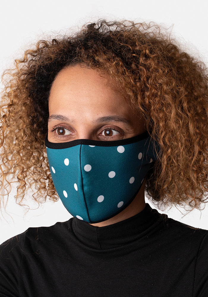 3 Layer Teal Spot Print Reversible Face Cover (Taylor)