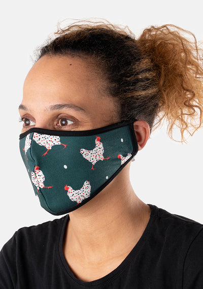 3 Layer Chicken Print Reversible Face Cover (Betty)