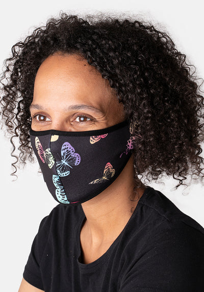 3 Layer Multicoloured Butterfly Reversible Face Cover (Sofia)