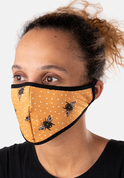 3 Layer Bee Print Reversible Face Cover (Be)
