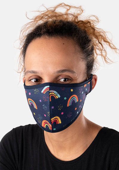 3 Layer Rainbow Print Reversible Face Cover (Dorothy)