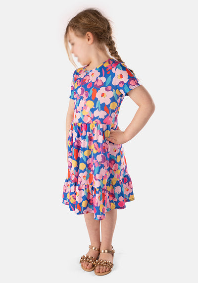 Children's Painted Floral Print Dress (Faye)