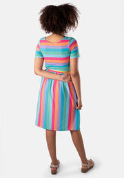 Felicia Rainbow Stripe Print Dress
