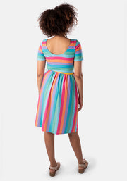 Felicia Rainbow Stripe Print Dress