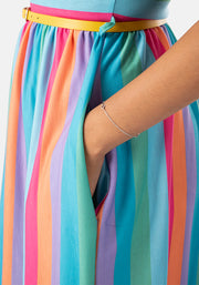 Felicia Rainbow Stripe Print Dress