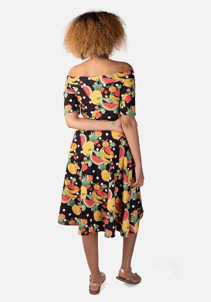 Florrie Tropical Fruit Print Swing Dress