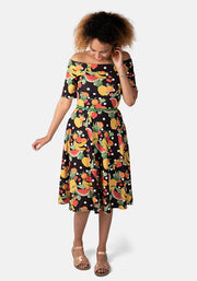 Florrie Tropical Fruit Print Swing Dress