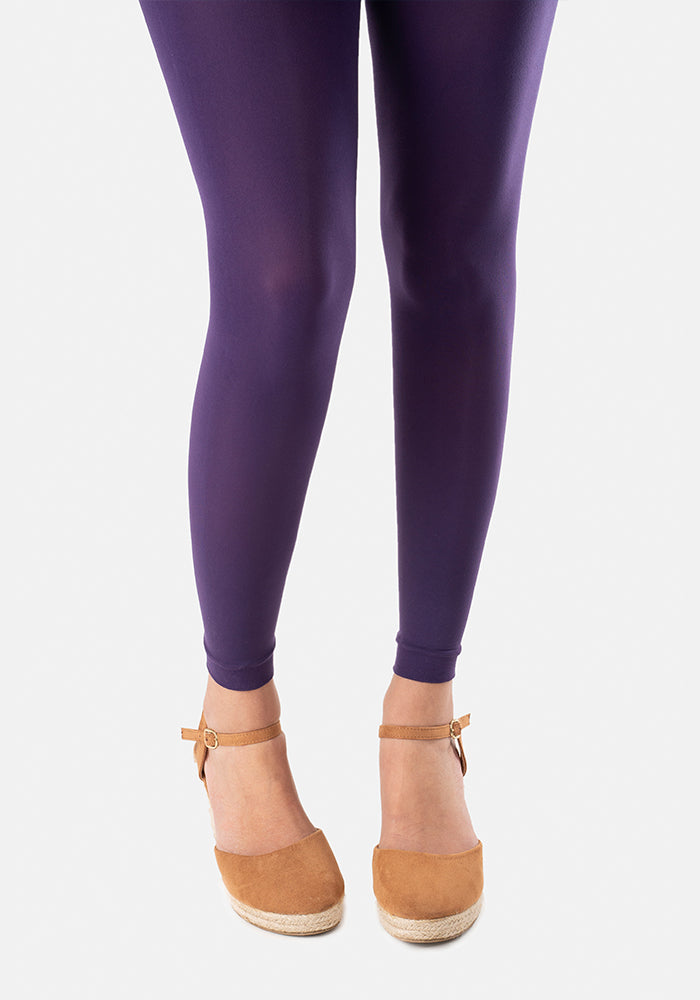 Front view of 50 Denier Premium Footless Tights (Purple)