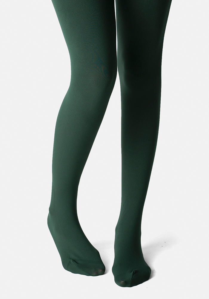 Front view of Premium 80 Denier Tights Forest Green