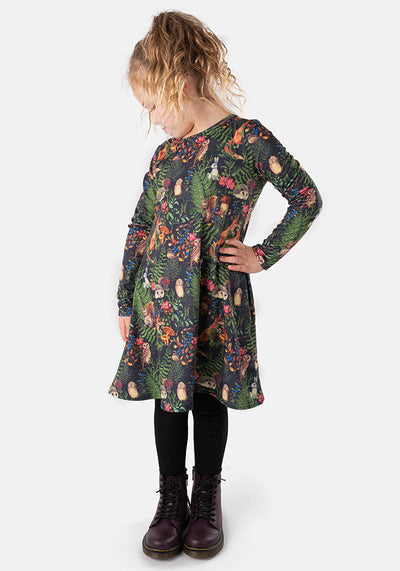 Children's Forest Animal Print Dress (Forestina)