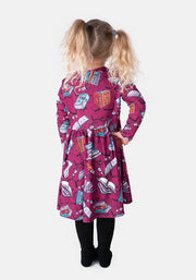 Francine Children's Raspberry Book Print Dress