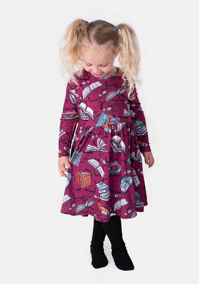 Francine Children's Raspberry Book Print Dress