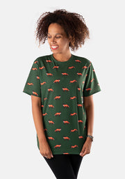 Freya Green Fox Print Unisex Adults T-Shirt