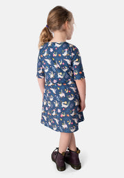 Children's Wandering Geese Print Dress (Gaggle)