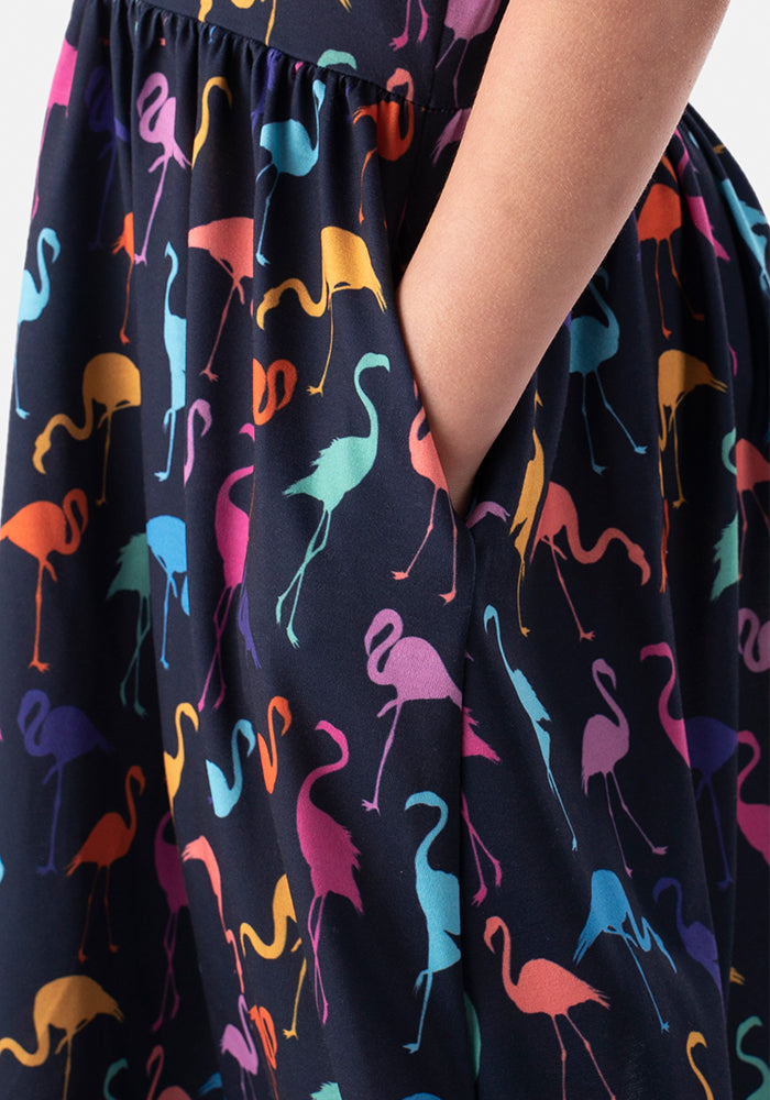 Children's Flamingo Print Dress (Georgette)