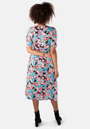 Gianna Abstract Petals Print Midi Dress