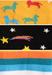 3 Pack Dog, Rainbow Star & Stripe Knit Socks