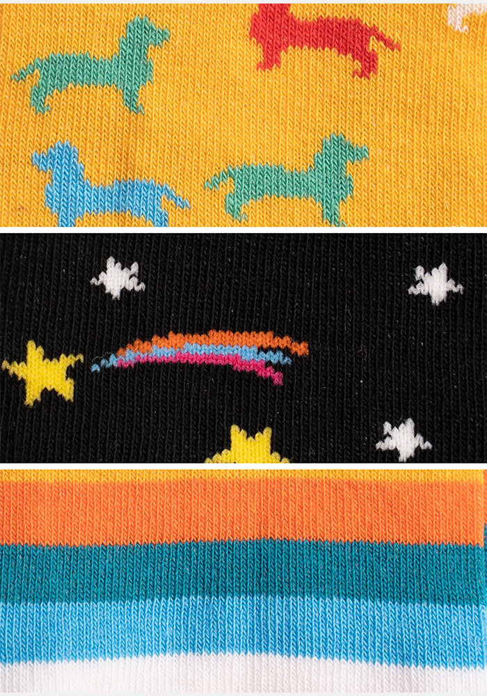 3 Pack Dog, Rainbow Star & Stripe Knit Socks