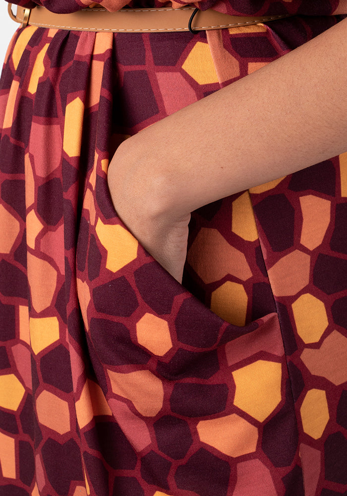 Jillian Giraffe Mosaic Print Dress