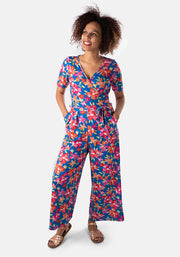 Giovanna Bright Painted Floral Culotte Jumpsuit