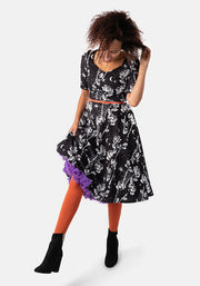 Gossamer Roses & Spider Print Swing Dress