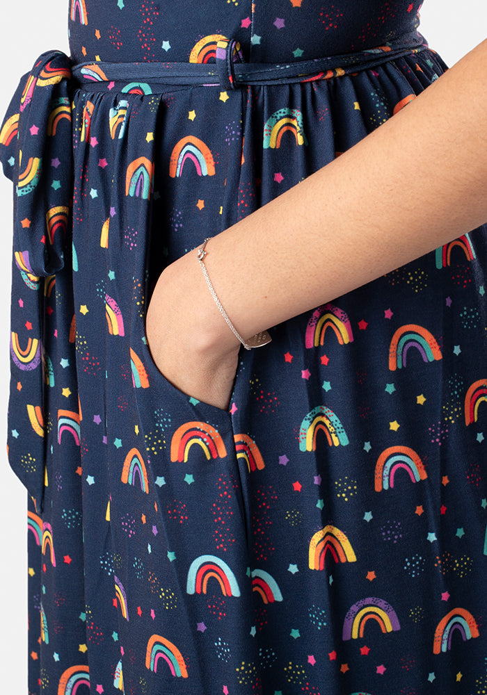 Gwyneth Rainbow Print Midi Dress