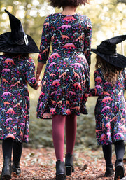 Children's Spooky Dinosaur Print Dress (Onyx)