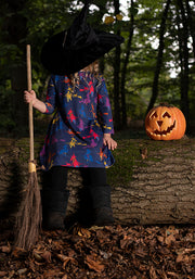 Children's Flying Witches Print Dress (Lisha)