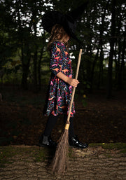 Children's Spooky Dinosaur Print Dress (Onyx)