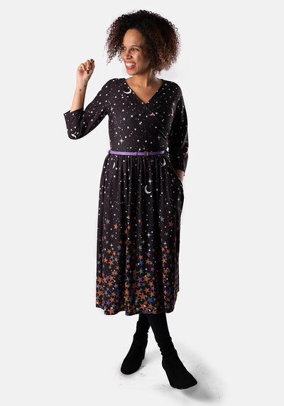 Halley Galaxy Border Print Midi Dress