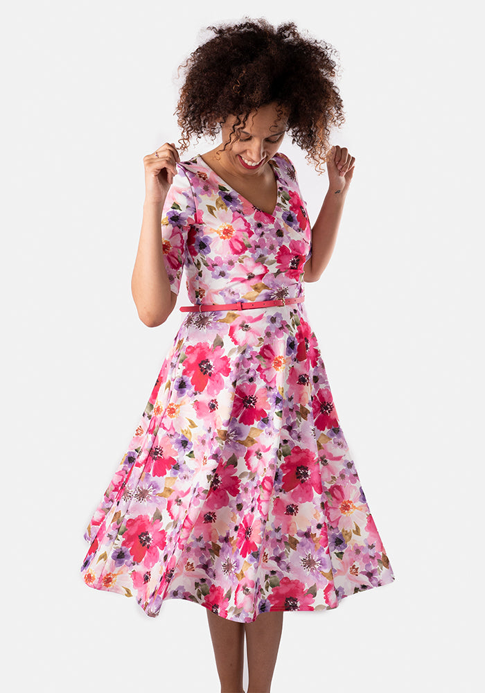 Harmonia Watercolour Floral Swing Dress